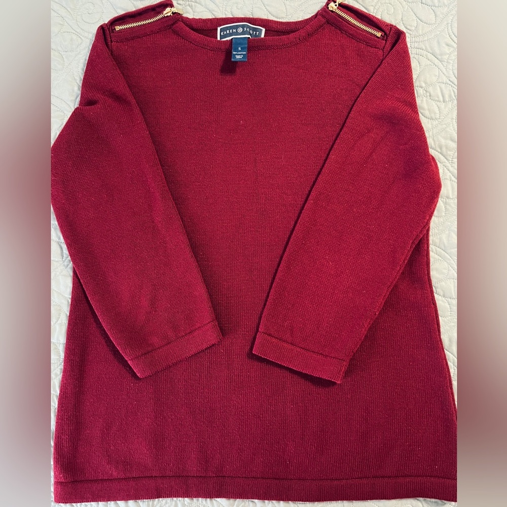 Karen Scott Burgundy Sweater